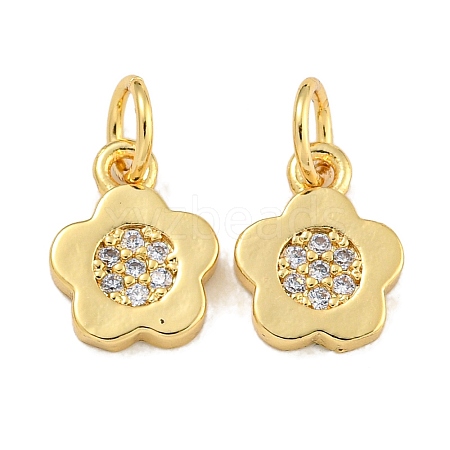 Rack Plating Brass Micro Pave Clear Cubic Zirconia Charms KK-U030-09G-1