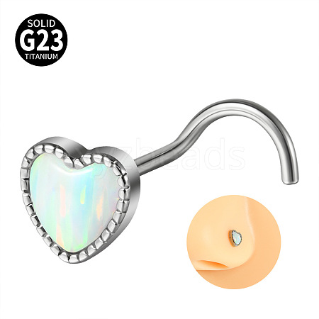 G23 Titanium & Imitation Opal Fishtail Nose Rings WG62851-05-1