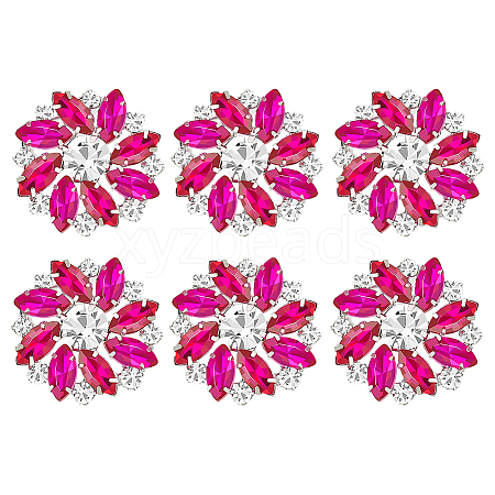 6Pcs Alloy Rhinestone Shank Buttons BUTT-FG0001-25A-1
