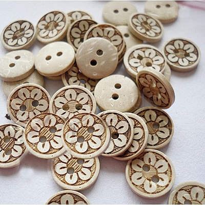 Lovely Carved 2-hole Basic Sewing Button NNA0YX6-1