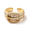 Clear Cubic Zirconia Buckle Shape Open Cuff Ring RJEW-C041-05G-2