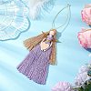 Handmade Macrame Cotton Cord Angel Pendant Decorations HJEW-JM02669-02-2