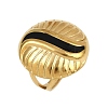 Flat Round 304 Stainless Steel Enamel Finger Rings for Women RJEW-G355-07G-6