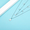 Elegant Double-layer Stainless Steel Moon Star Pendant Necklaces for Women LZ1319-2-3