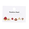 304 Stainless Steel Rhinestone Stone Dyeing Stud Earrings EJEW-S224-04G-05-2