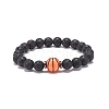 Natural Lava Rock & Synthetic Hematite & Acrylic Beaded Stretch Bracelet BJEW-JB08553-3