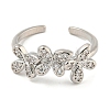 Flower Rack Plating Brass Micro Pave Cubic Zirconia Open Cuff Rings for Women RJEW-N047-01P-03-RS-2