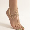 Alloy & Faceted Plastic Beads MultiLayer Tassel Toe Ring Anklets for Women FS-WG23F33-02-1