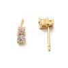 Brass Micro Pave Clear Cubic Zirconia Stud Earrings EJEW-R016-01G-02-5