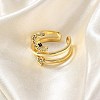 Rack Plating Brass Micro Pave Clear Cubic Zirconia Cuff Finger Rings for Women RJEW-M028-08G-5