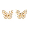 Rack Plating Brass with Cubic Zirconia Stud Earrings for Women EJEW-G394-06G-02-2