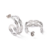 304 Stainless Steel Double Layer C-shape Stud Earrings EJEW-G326-01P-2