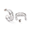 Non-Tarnish 304 Stainless Steel Double Layer C-shape Stud Earrings EJEW-G326-01P-2