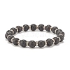 Natural Lava Rock Stretch Bracelet with Crystal Rhinestone Beads BJEW-JB08191-02-1