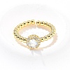 Round Brass Micro Pave Cubic Zirconia Cuff Bangles & Rings Sets for Women SJEW-R002-01G-02-2