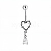 316L Surgical Stainless Steel Pave Clear Cubic Zirconia Curved Barbell Dangle Belly Rings FS-WG3A43F-11-1