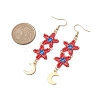 Star Glass Seed Beaded Dangle Earrings for Women EJEW-MZ00206-02-3