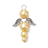 Pearlized Glass Pearl Bead Pendants PALLOY-JF03204-04-3