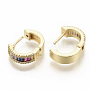 Brass Micro Pave Colorful Cubic Zirconia Hoop Earrings EJEW-S208-063-3