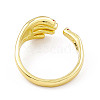 Cubic Zirconia Hand Plam Open Cuff Ring RJEW-P079-06G-04-3