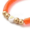 Imitation Gemstone Acrylic Curved Tube Beaded Stretch Bracelet BJEW-JB07965-5