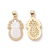 Pineapple Brass Micro Pave Clear Cubic Zirconia Pendants KK-G406-15G-2