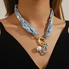 Flower Alloy Enamel & Resin & Glass & Plastic Pearl & Rhinestone Tassel Scarf Choker Necklaces FS-WG248CD-03-2