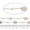 Natural Morganite & Glass Link Chains CHC-K014-12G-01-3