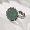 Half Round Natural Green Aventurine Finger Rings X-RJEW-M062-01P-21-5