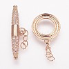 Brass Micro Pave Cubic Zirconia Ring Toggle Clasps ZIRC-P050-11RG-2