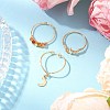 3Pcs Copper Wire Wrapped Gemstone Faceted Round Bead Finger Rings for Women RJEW-JR00887-4