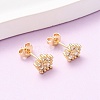 Brass Micro Pave Cubic Zirconia Flower Stud Earrings EJEW-H174-01C-G-1