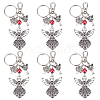   6Pcs Tibetan Style Alloy Angel Pendant Keychain with Fairy Charm and Tree of Life Charm KEYC-PH0001-91-1