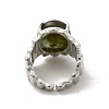Gemstone Oval Open Cuff Ring RJEW-P082-03P-4