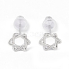 Anti-Tarnish Rhodium Plated Star of David 999 Sterling Silver Stud Earrings for Women EJEW-S215-05P-2