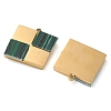 304 Stainless Steel Pave Synthetic Malachite Square Charms STAS-Q345-25G-2