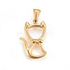 304 Stainless Steel Hollow Kitten Pendants STAS-P209-28G-1