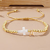 Brass Round Bead Braided Bead Bracelets VB3830-1-1