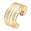 304 Stainless Steel Multi Line Cuff Bangles BJEW-F457-05G-3