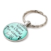 Half Round/Dome Alloy & Glass Pendant Keychain KEYC-D020-02P-01-2