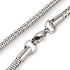 Non-Tarnish 304 Stainless Steel Round Snake Chain Necklaces for Women NJEW-G140-06E-P-3