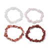 4Pcs Natural Quartz Crystal & Rose Quartz & Red Jasper & Red Agate Chip Beaded Stretch Bracelet Sets BJEW-JB10775-02-4