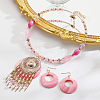Bohemian Ethnic Style Alloy & Acrylic & Natural Shell Flat Round Tassel Pendant Necklaces & Dangle Earrings Sets FS-WGE5C82-01-1