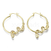 Brass Micro Pave Cubic Zirconia Hoop Earrings KK-R137-025-NF-2