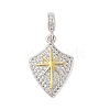 Rack Plating Brass Micro Pave Clear Cubic Zirconia Pendants KK-S380-37D-P-1