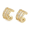 Brass Micro Pave Clear Cubic Zirconia Cuff Earring for Women EJEW-S225-19G-02-1