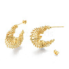 Brass Twist Crescent Moon Stud Earrings EJEW-N011-81LG-3