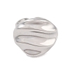 Non-Tarnish Corrugated Oval 304 Stainless Steel Open Cuff Ring for Women Men RJEW-Z038-03P-2