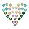 30Pcs 5 Styles Natural Amethyst & Grey Agate & Green Aventurine & Synthetic Malachite & Turquoise Faceted Hearted Charms with Brass Sun Star Moon Slices PALLOY-PHE00010-6
