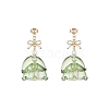 Christmas Tree Glass Dangle Stud Earrings with Shell Pearl Beaded EJEW-TA00236-1